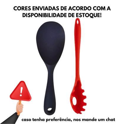 Imagem de Colher Colherão Arroz Panela Elétrica Silicone Tamanho Pequena E Pegador Massa Formato Concha
