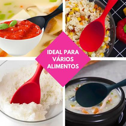 Imagem de Colher Colherão Arroz Panela Elétrica Silicone Tamanho Pequena E Pegador Massa Formato Concha