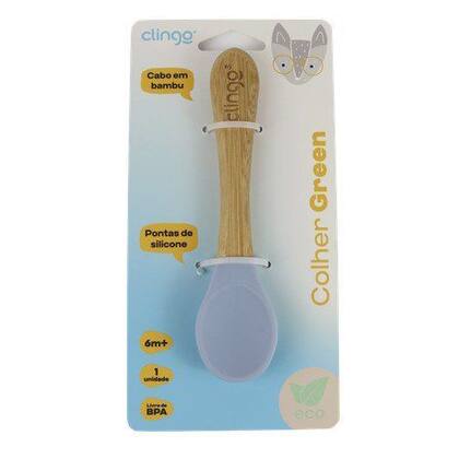 Imagem de Colher de Bambu e Silicone Azul - Clingo