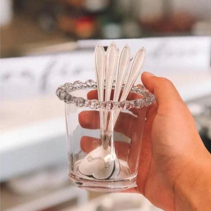 Imagem de Colher de Chá Café 4 unid. C/ Porta Colher Cristal Coração