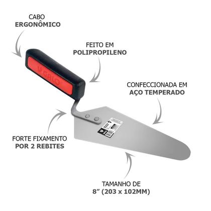 Imagem de Colher de Pedreiro Reta Aço Temperado 8'' Galo