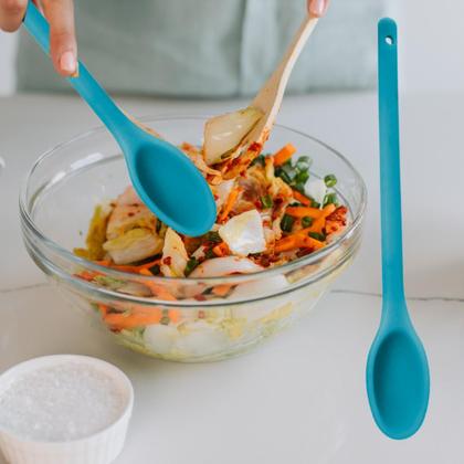 Imagem de Colher de Silicone Grande Cabo Longo Comprido Resistente 30cm Colorida