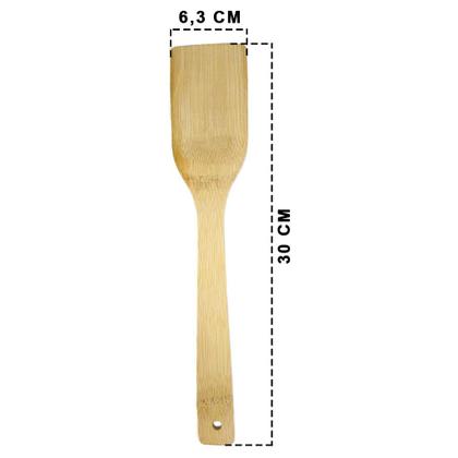 Imagem de Colher Espátula de Madeira Bambu 30cm Para Cozinha 2 Peças