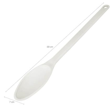 Imagem de Colher Grande para Restaurante Cozinha Industrial 59cm Plástica Branca Mexer Alimentos Cinquetti