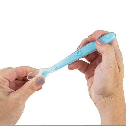 Imagem de Colher Infantil de Silicone Talher Para Alimentação do Bebê Forma Anatômica Livre de BPA Buba