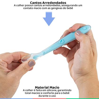 Imagem de Colher Infantil de Silicone Talher Para Alimentação do Bebê Forma Anatômica Livre de BPA Buba