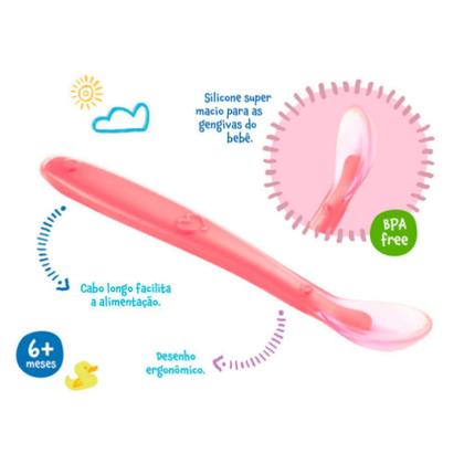 Imagem de Colher Infantil Silicone Funny Meal Azul e Rosa Multikids