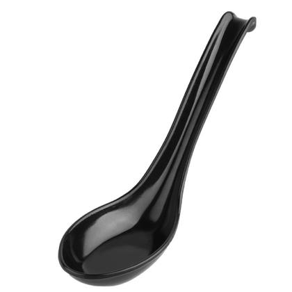 Imagem de Colher Japonesa Melamina Preto Gourmet Oriental Sopas