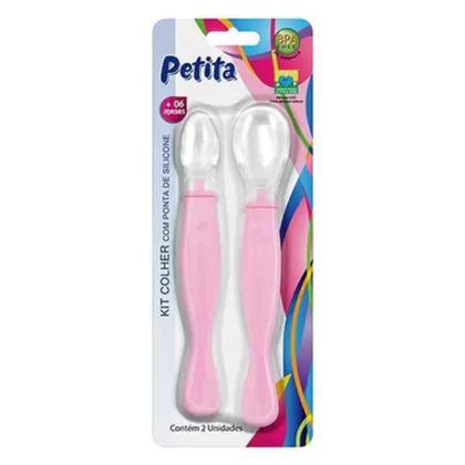 Imagem de Colher Ponta De Silicone Kit com 2 Rosa - Petita