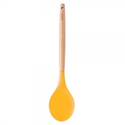 Imagem de Colher Reta Silicone Cabo Madeira 32 cm - Clink