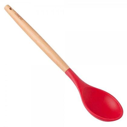 Imagem de Colher Reta Silicone Cabo Madeira 32 cm - Clink