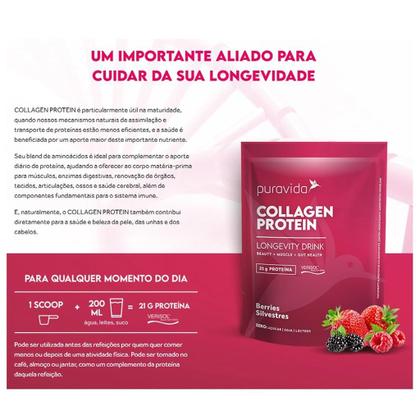 Imagem de Collagen Protein Berries Silvestres  + 2,5g Verisol + 21g Proteína 450g Puravida