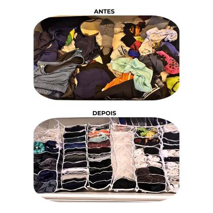 Imagem de Colmeia Organizadora de Gaveta, Guarda roupa e Closet Tamanhos P1  P2  M  M2  GG  XG Plástico Cristal Grosso Transparente Costura Mágica