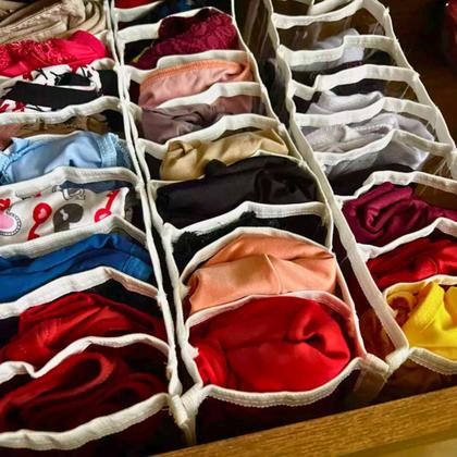 Imagem de Colmeia Organizadora de Gaveta, Guarda roupa e Closet Tamanhos P1  P2  M  M2  GG  XG Plástico Cristal Grosso Transparente Costura Mágica