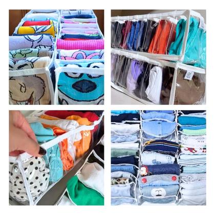 Imagem de Colmeia Organizadora de Gaveta, Guarda roupa e Closet Tamanhos P1  P2  M  M2  GG  XG Plástico Cristal Grosso Transparente Costura Mágica