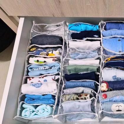 Imagem de Colmeia Organizadora de Gaveta, Guarda roupa e Closet Tamanhos P1  P2  M  M2  GG  XG Plástico Cristal Grosso Transparente Costura Mágica