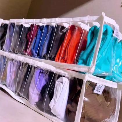 Imagem de Colmeia Organizadora de Gaveta, Guarda roupa e Closet Tamanhos P1  P2  M  M2  GG  XG Plástico Cristal Grosso Transparente Costura Mágica