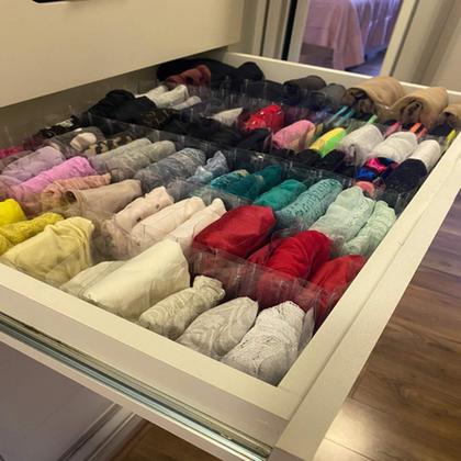 Imagem de Colmeia Organizadora de Gavetas Camisetas Shorts Roupas Casuais Cristal Kit 6 UN