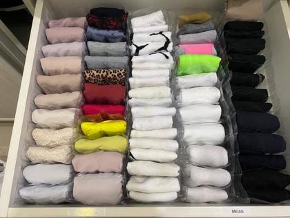 Imagem de Colmeia Organizadora de Gavetas Camisetas Shorts Roupas Casuais Cristal Kit 6 UN