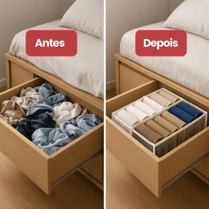 Imagem de Colmeia Organizadora Ideal para Sutiã Roupas Íntimas Tamanho P 15x30x10cm com 6 Divisórias Organizador de Gavetas