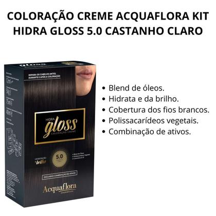 Imagem de Coloração Creme Acquaflora Kit Hidra Gloss 5.0 Castanho Claro