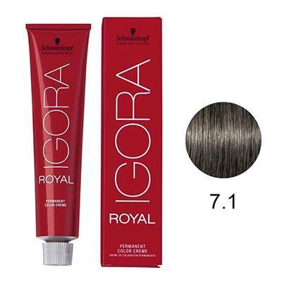 Imagem de Coloração Igora Royal 60g - 7.1 Louro Médio Cinza