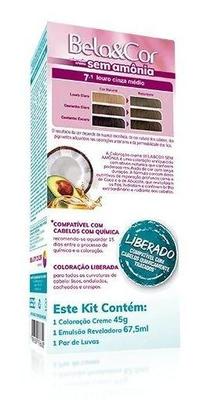 Imagem de Coloração Kit Bela&cor Sem Amônia 7.1 Louro Cinza Medio