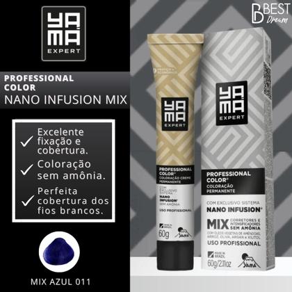 Imagem de Coloração Yama Profissional Color Nano Infusion Creme Tintura Tinta Cabelo 011 Mix Azul