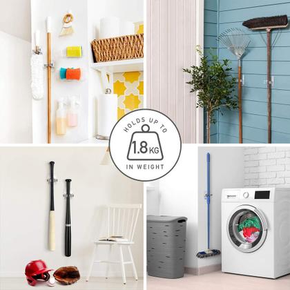 Imagem de Comando de gancho de parede com pinças de vassoura e esfregão para espaços residenciais