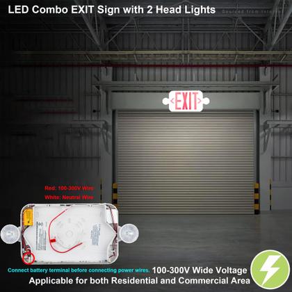 Imagem de Combinação de LED de sinalização de saída de emergência com 2 cabeças ajustáveis