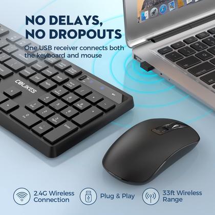 Imagem de Combinação de teclado e mouse sem fio COLIKES 2.4G USB