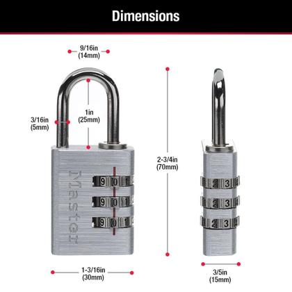 Imagem de Combination Lock Master Lock Defina seu próprio pacote de alumínio de 30 mm com 4