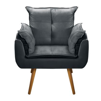 Imagem de Combo 02 Poltronas Cadeira Decorativa Sala de Estar Opala Pés Palito - Suede Cinza