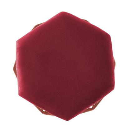 Imagem de Combo 02 Puffs Aramado Bronze Assento Hexagonal Suede Vermelho - DS Estofados