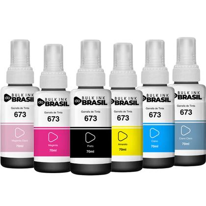 Imagem de Combo 06 cores de refil de Tintas T673 Compatível Epson L805 Preto, ciano, magenta, amarelo, Ciano claro, magenta claro