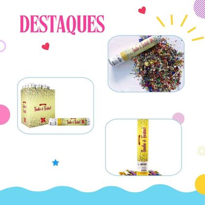 Imagem de Combo 10 Lança Confete Colorido Metalizado Festa Celebração