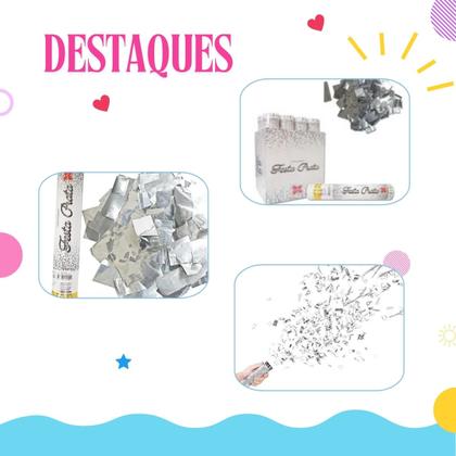 Imagem de Combo 10 Lança Confete Prata Metalizado Festa Celebração