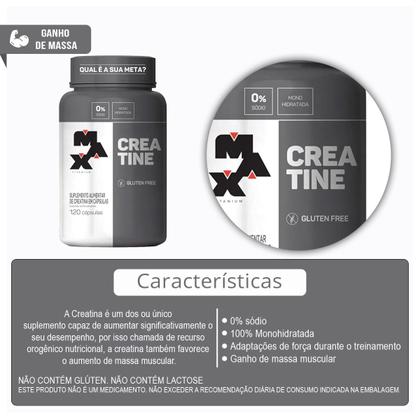 Imagem de Combo 100% Whey 900g e Creatina Monohidratada 120 Cápsulas - Max Titanium