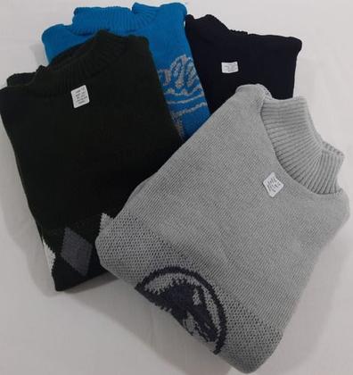 Imagem de Combo 2 Básica Lã Blusa Inverno Menino T 8 10 12 Juvenil 941