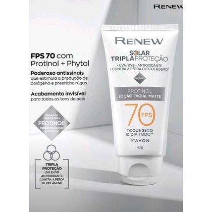 Imagem de Combo 2 Protetor Solar Renew Fps 70 Avon Rosto Facial Bloqueador Sol uso diário