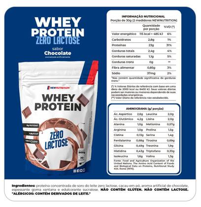 Imagem de Combo 2 Whey Protein Concentrado Zero Lactose Chocolate 900g NEWNUTRITION