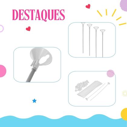 Imagem de Combo 20 Varetas 50cm Pega Balão Decoração Festa Aniversario