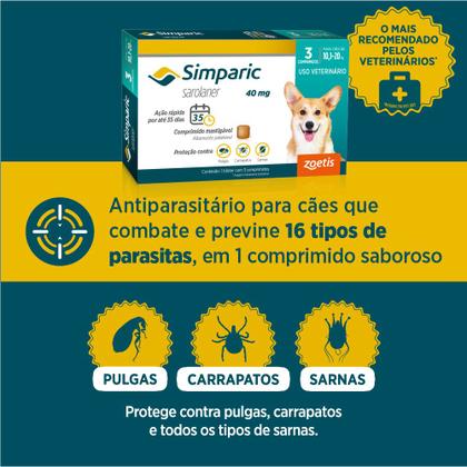 Imagem de Combo 2x Simparic 40mg Para Cães de 10 a 20kg - 6 Comprimidos