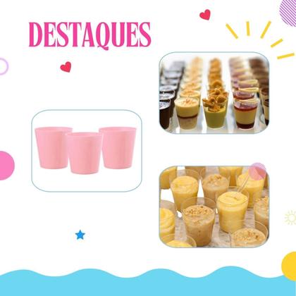 Imagem de Combo 3 Copinho Ceia Rosa 10ml C/50 Sobremesa Festa Doces