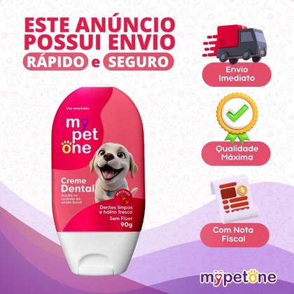 Imagem de Combo 3 Creme Dental Cães e Gatos Morango Mypetone - 90g