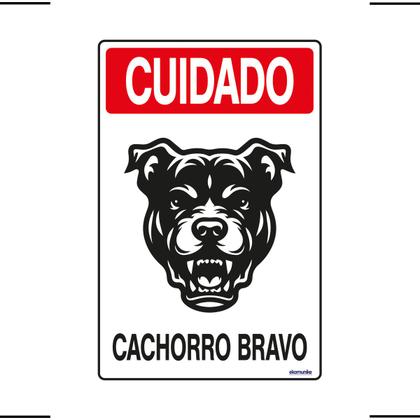 Imagem de Combo 3 Placas De Sinalização Cuidado Cachorro Bravo 20x30 Ekomunike - P-6 F9e