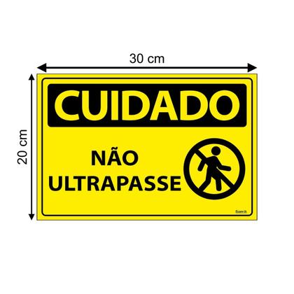 Imagem de Combo 3 Placas De Sinalização Cuidado Não Ultrapasse 30x20 Ecom IA - SC59 F9e