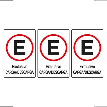 Imagem de Combo 3 Placas De Sinalização Estacionamento Exclusivo Carga / Descarga 20x30 Ekomunike - P-1/1 F9e