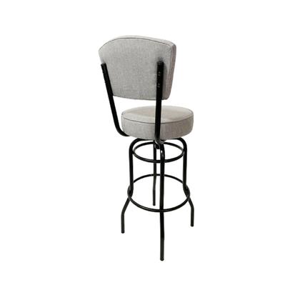 Imagem de Combo 4 Banquetas Alta Bar Giratória com Encosto cor Preta Assento linho cinza Confortável