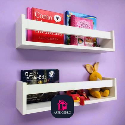 Imagem de Combo 4 Prateleiras de Livros Brinquedos Pelúcia Quarto Infantil  Nichos Mdf Sala de leitura 40cm